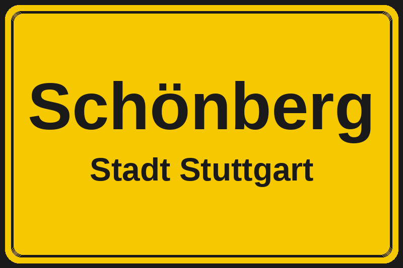 Ortsschild Schönberg in Stuttgart – Hotels, Pensionen und Ferienwohnungen im Stadtteil