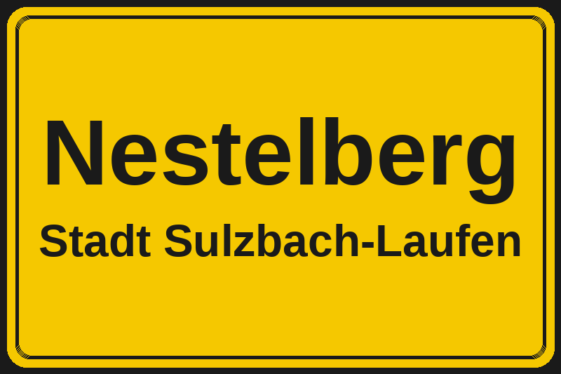 Nestelberg (Sulzbach-Laufen) – Hotels im Stadtteil Ortsschild Nestelberg in Sulzbach-Laufen – Hotels, Pensionen und Ferienwohnungen im Stadtteil
