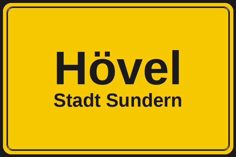 Ortsschild Hövel in Sundern – Hotels, Pensionen und Ferienwohnungen im Stadtteil