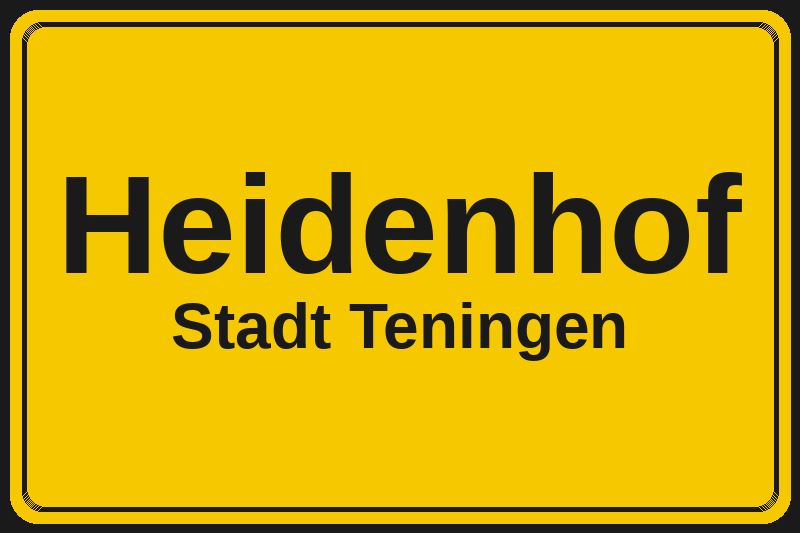 Ortsschild Heidenhof in Teningen – Hotels, Pensionen und Ferienwohnungen im Stadtteil
