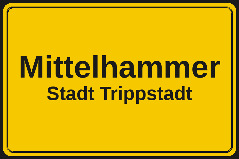 Ortsschild Mittelhammer in Trippstadt – Hotels, Pensionen und Ferienwohnungen im Stadtteil