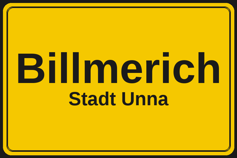 Ortsschild Billmerich in Unna – Hotels, Pensionen und Ferienwohnungen im Stadtteil