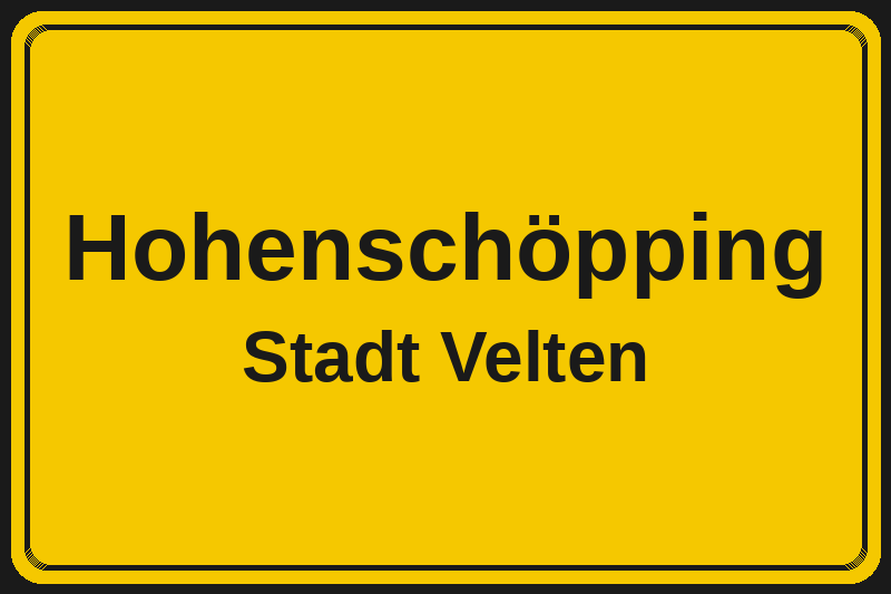 Ortsschild Hohenschöpping in Velten – Hotels, Pensionen und Ferienwohnungen im Stadtteil