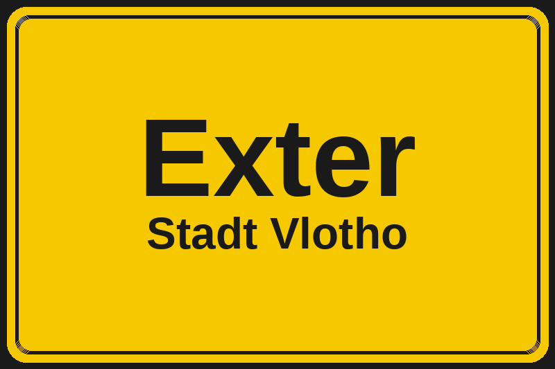 Ortsschild Exter in Vlotho – Hotels, Pensionen und Ferienwohnungen im Stadtteil