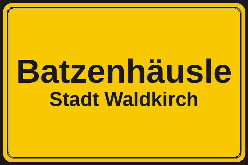 Ortsschild Batzenhäusle in Waldkirch – Hotels, Pensionen und Ferienwohnungen im Stadtteil