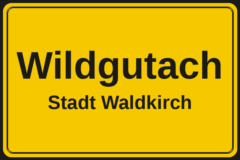 Ortsschild Wildgutach in Waldkirch – Hotels, Pensionen und Ferienwohnungen im Stadtteil