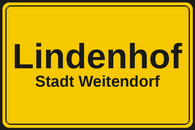 Ortsschild Lindenhof in Weitendorf – Hotels, Pensionen und Ferienwohnungen im Stadtteil