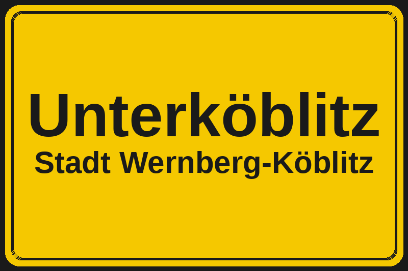 Ortsschild Unterköblitz in Wernberg-Köblitz – Hotels, Pensionen und Ferienwohnungen im Stadtteil