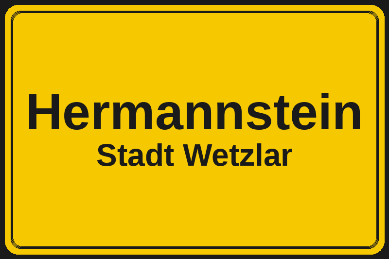 Ortsschild Hermannstein in Wetzlar – Hotels, Pensionen und Ferienwohnungen im Stadtteil