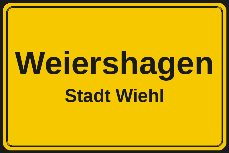 Weiershagen (Wiehl) – Hotels im Stadtteil Ortsschild Weiershagen in Wiehl – Hotels, Pensionen und Ferienwohnungen im Stadtteil