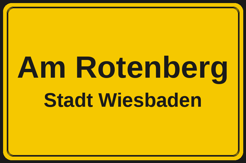 Ortsschild Am Rotenberg in Wiesbaden – Hotels, Pensionen und Ferienwohnungen im Stadtteil