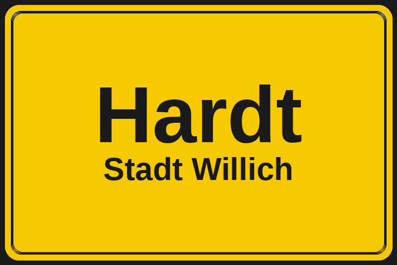 Ortsschild Hardt in Willich – Hotels, Pensionen und Ferienwohnungen im Stadtteil