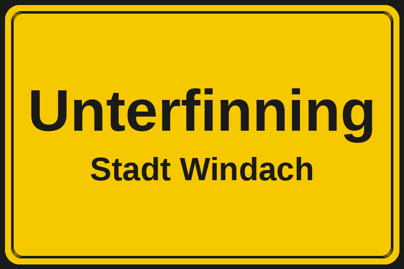 Ortsschild Unterfinning in Windach – Hotels, Pensionen und Ferienwohnungen im Stadtteil