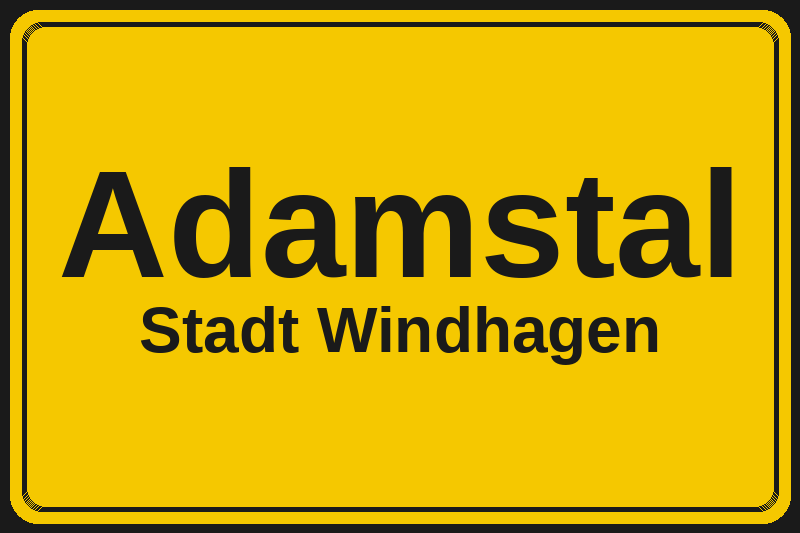Ortsschild Adamstal in Windhagen – Hotels, Pensionen und Ferienwohnungen im Stadtteil
