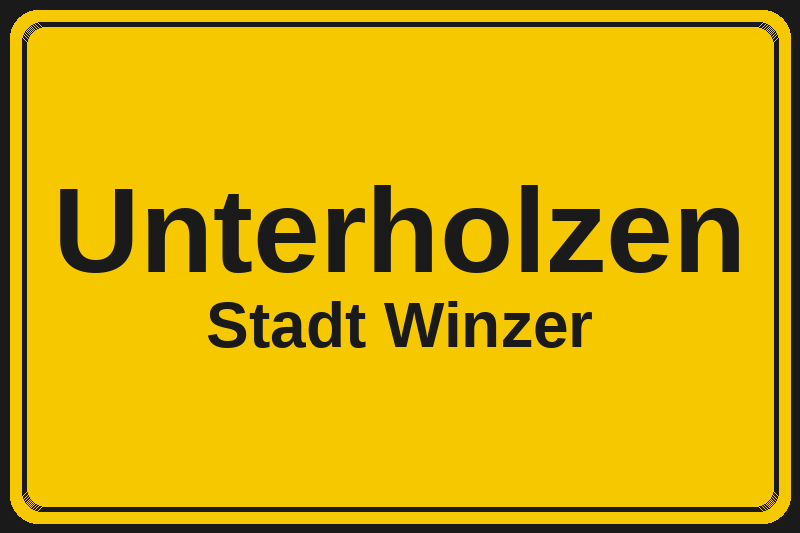 Ortsschild Unterholzen in Winzer – Hotels, Pensionen und Ferienwohnungen im Stadtteil