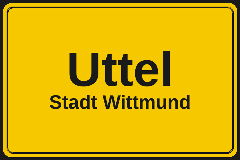 Ortsschild Uttel in Wittmund – Hotels, Pensionen und Ferienwohnungen im Stadtteil