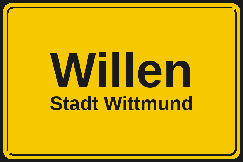 Ortsschild Willen in Wittmund – Hotels, Pensionen und Ferienwohnungen im Stadtteil