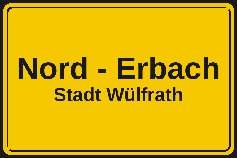 Ortsschild Nord - Erbach in Wülfrath – Hotels, Pensionen und Ferienwohnungen im Stadtteil