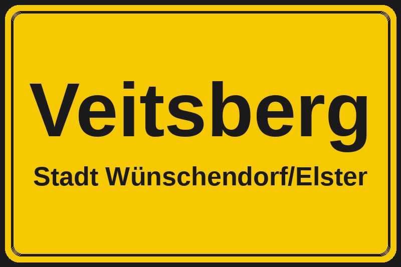 Veitsberg (Wünschendorf/Elster) – Hotels im Stadtteil Ortsschild Veitsberg in Wünschendorf/Elster – Hotels, Pensionen und Ferienwohnungen im Stadtteil