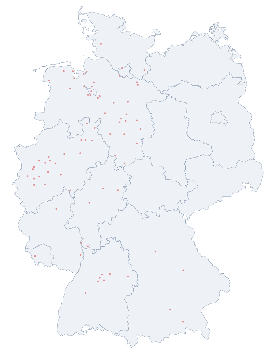 Bromberger Straße: Verteilung in Deutschland Karte: Verteilung der 76 Bromberger Straße in Deutschland nach Bundesländern