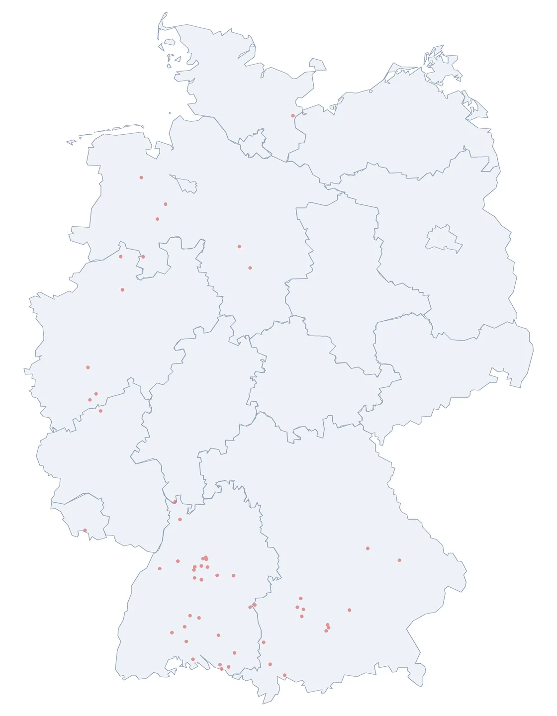 Verteilungskarte: Dornierstraße in Deutschland