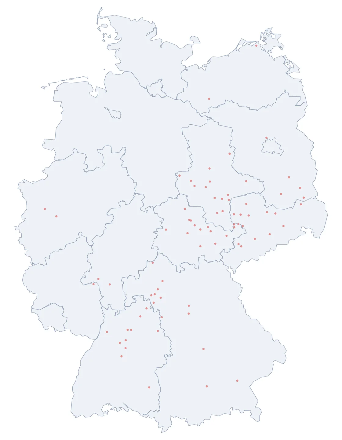 Karte vergrößern Verteilungskarte: Florian-Geyer-Straße in Deutschland