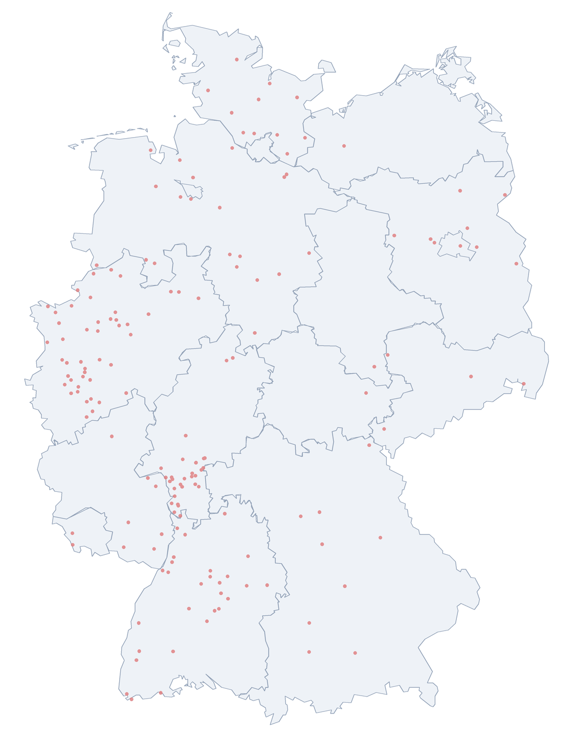 Marie-Curie-Straße: Verteilung in Deutschland Karte: Verteilung der 168 Marie-Curie-Straße in Deutschland nach Bundesländern