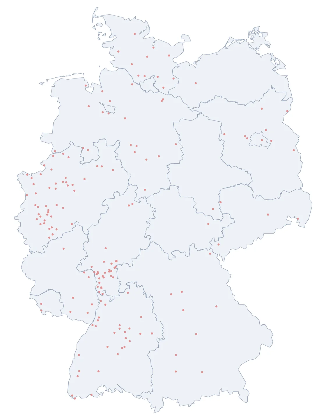 Karte vergrößern Verteilungskarte: Marie-Curie-Straße in Deutschland