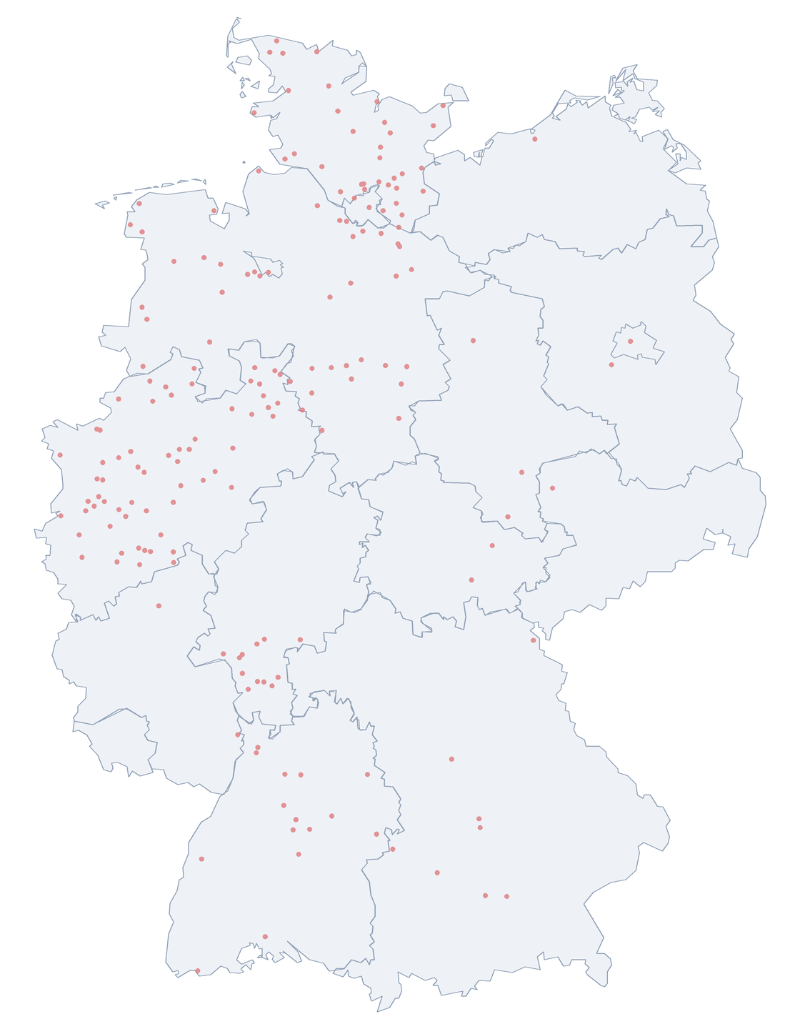 Matthias-Claudius-Straße: Verteilung in Deutschland Karte: Verteilung der 188 Matthias-Claudius-Straße in Deutschland nach Bundesländern