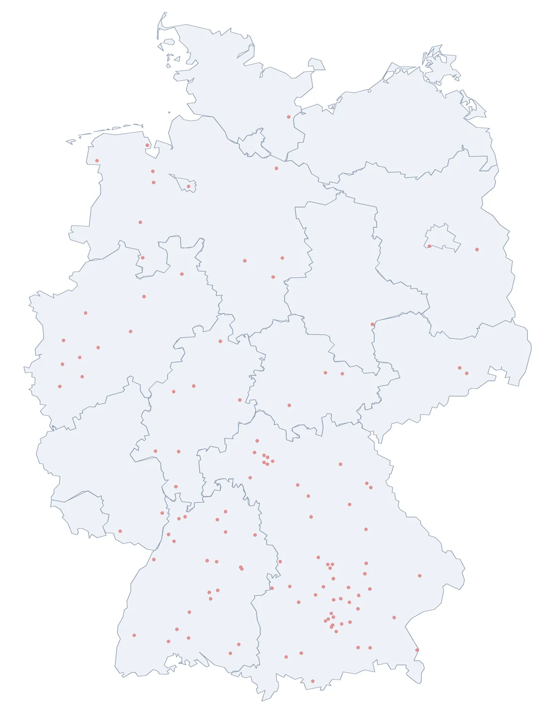 Karte vergrößern Verteilungskarte: Richard-Strauss-Straße in Deutschland