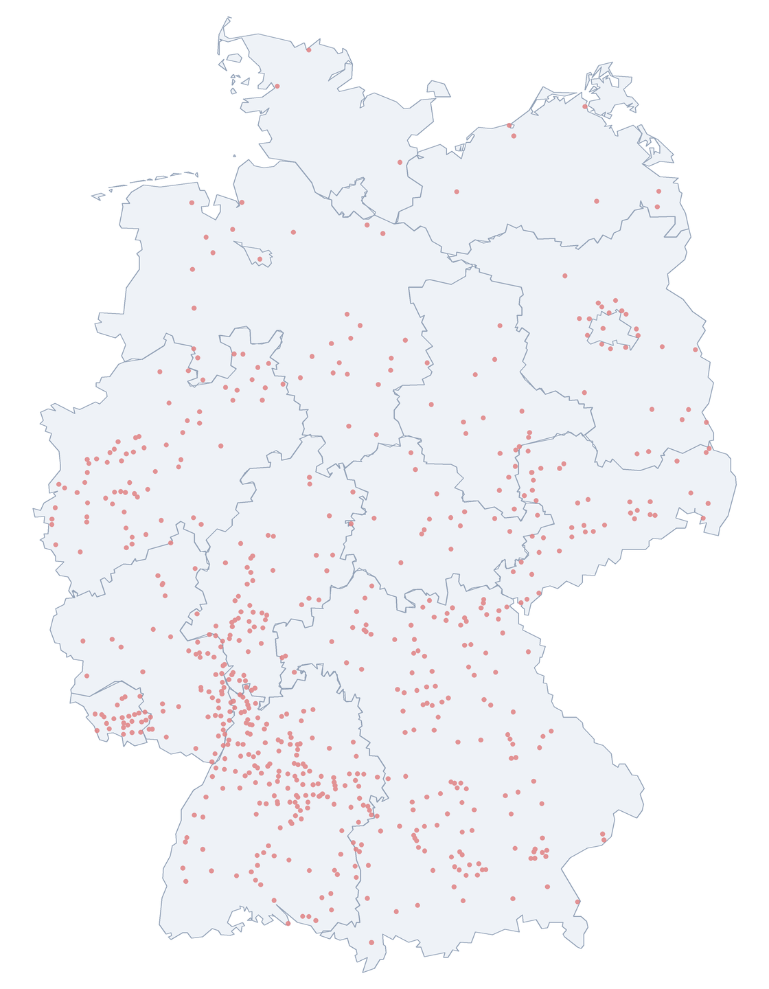 Richard-Wagner-Straße: Verteilung in Deutschland Karte: Verteilung der 658 Richard-Wagner-Straße in Deutschland nach Bundesländern
