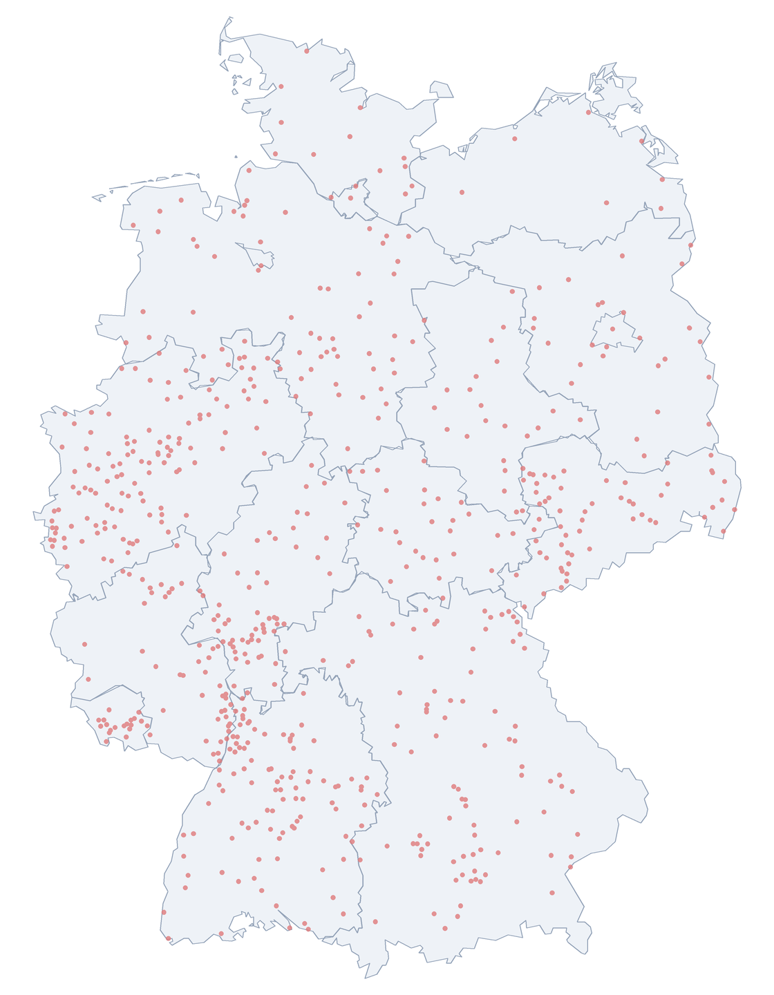Robert-Koch-Straße: Verteilung in Deutschland Karte: Verteilung der 651 Robert-Koch-Straße in Deutschland nach Bundesländern
