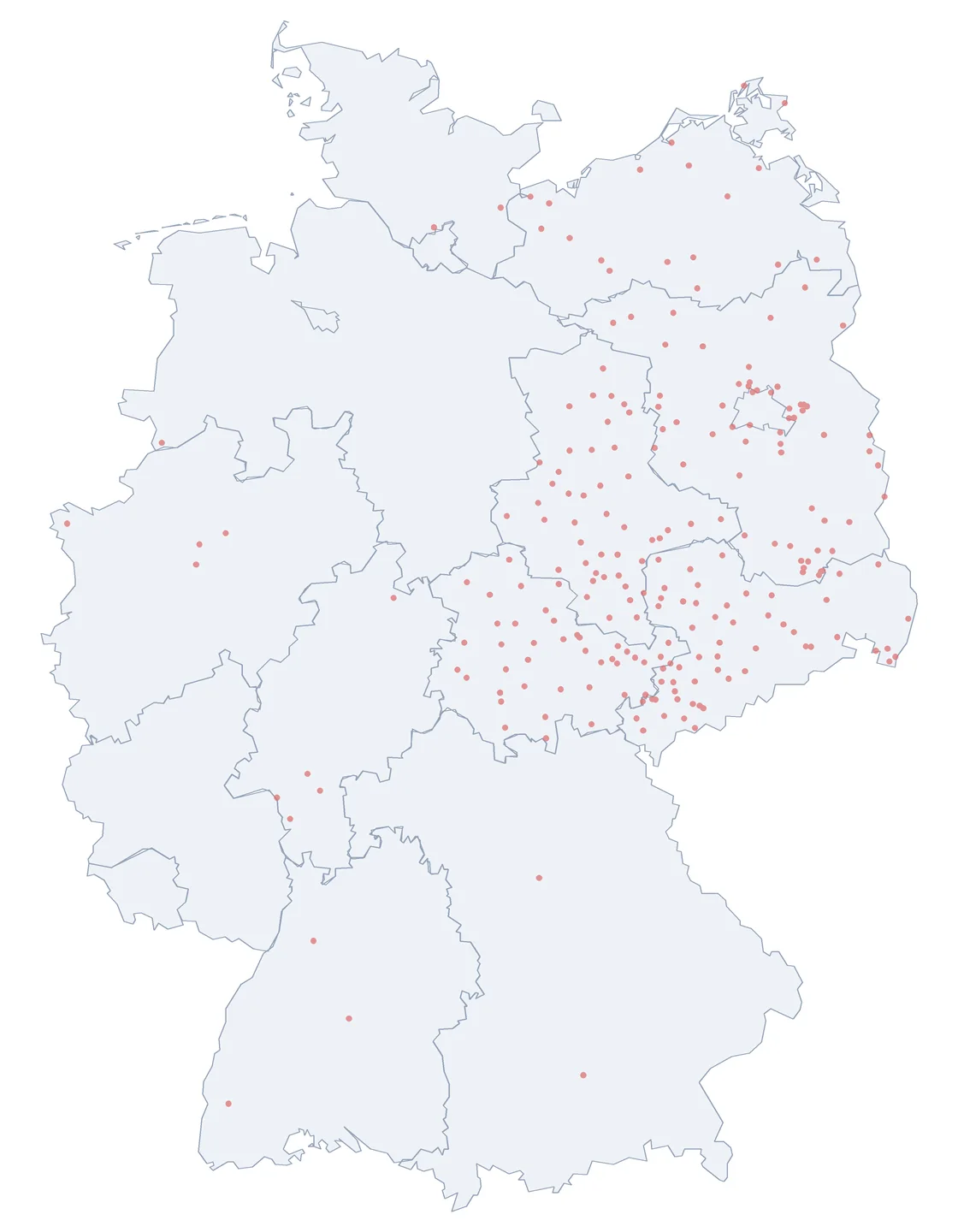 Karte vergrößern Verteilungskarte: Rosa-Luxemburg-Straße in Deutschland