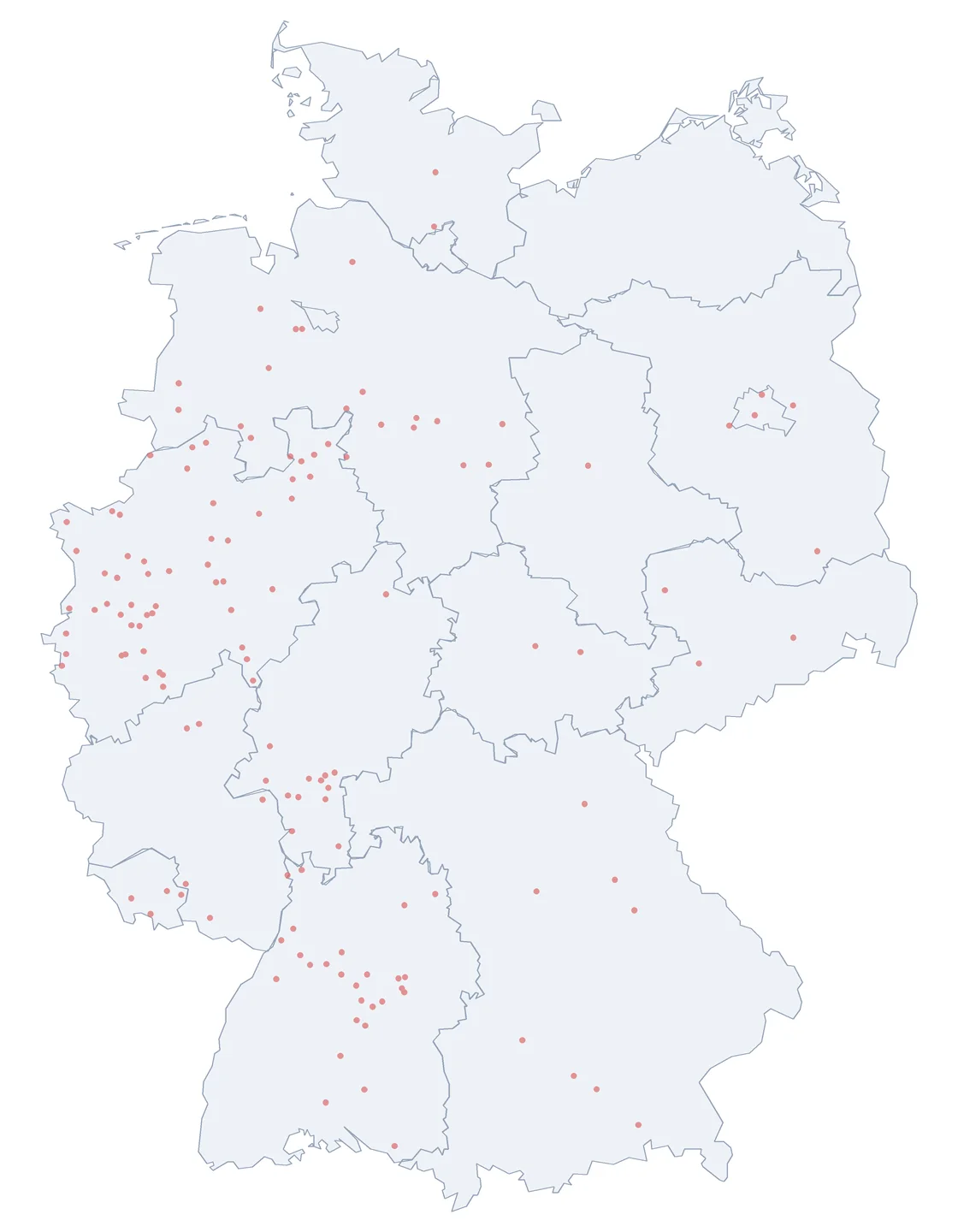 Verteilungskarte: Rubensstraße in Deutschland