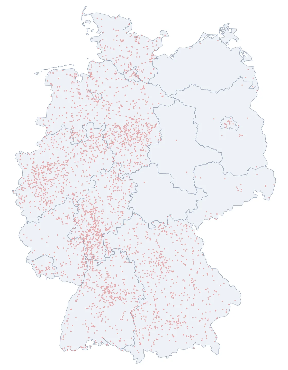 Karte: Stra&szlig;ennamen der verlorenen Ostgebiete in Deutschland
